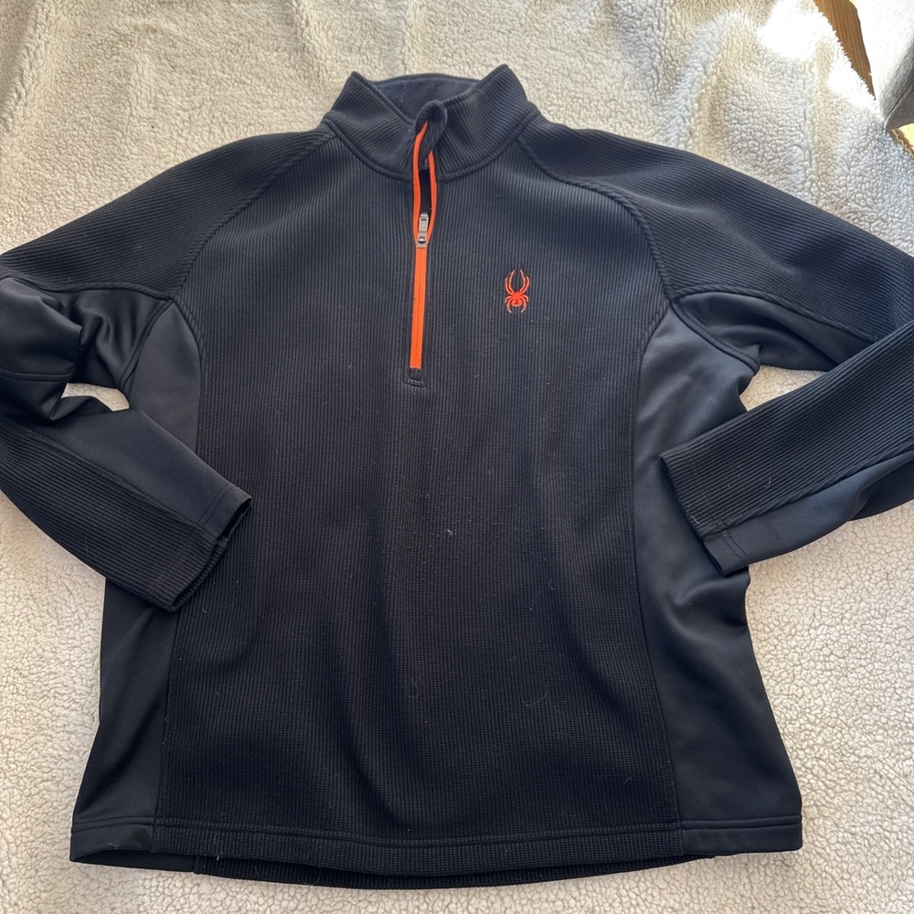 Spyder XXL core sweater Quarter Zip Black with Orange Zipper Mens Layer Pullover